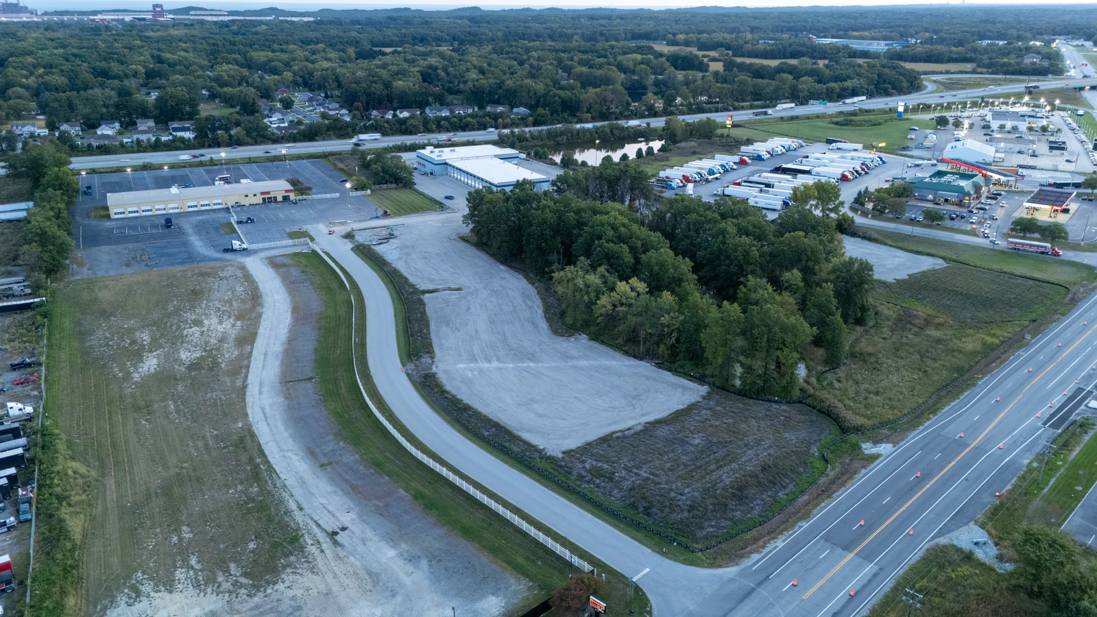 Rihm Kenworth truck dealership — excavation, grading and full-depth concrete parking lot construction by Advantage Paving