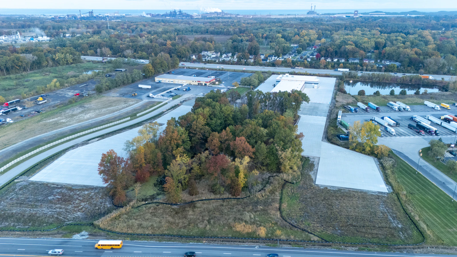 Rihm Kenworth truck dealership — excavation, grading and full-depth concrete parking lot construction by Advantage Paving