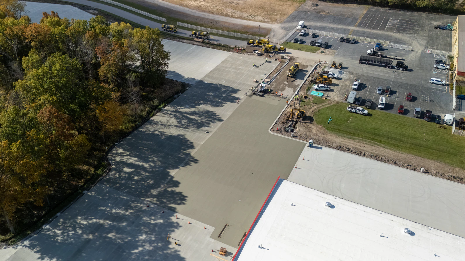 Rihm Kenworth truck dealership — excavation, grading and full-depth concrete parking lot construction by Advantage Paving