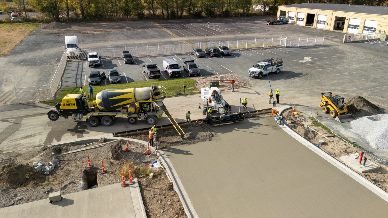 Rihm Kenworth truck dealership — excavation, grading and full-depth concrete parking lot construction by Advantage Paving