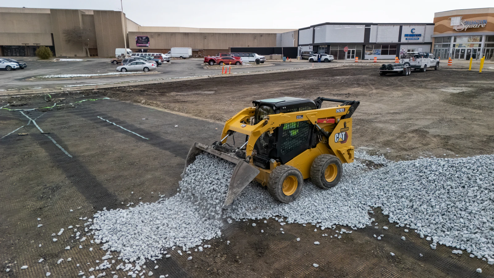 Target store emergency parking lot repair in Northern Indiana — milling, base repair, asphalt paving and striping by Advantage Paving