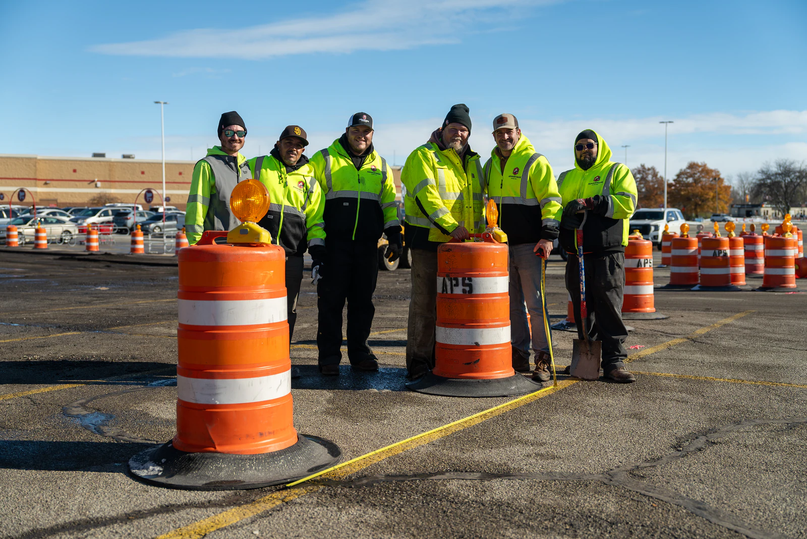 Target store emergency parking lot repair in Northern Indiana — milling, base repair, asphalt paving and striping by Advantage Paving