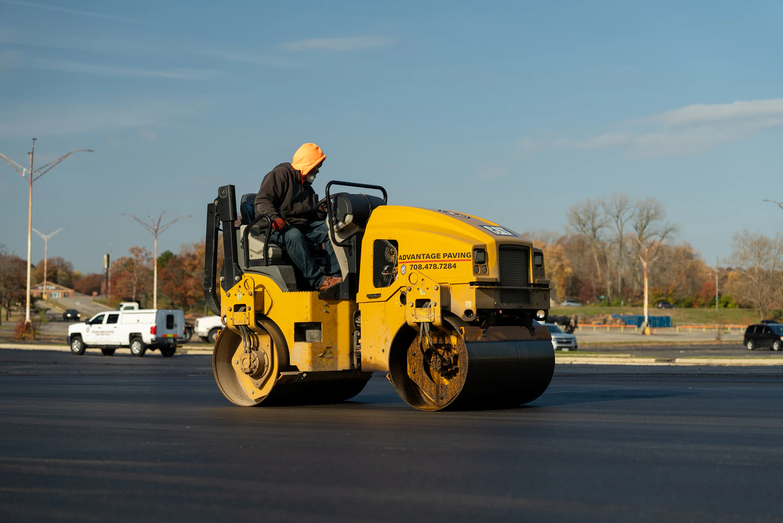 Target store emergency parking lot repair in Northern Indiana — milling, base repair, asphalt paving and striping by Advantage Paving