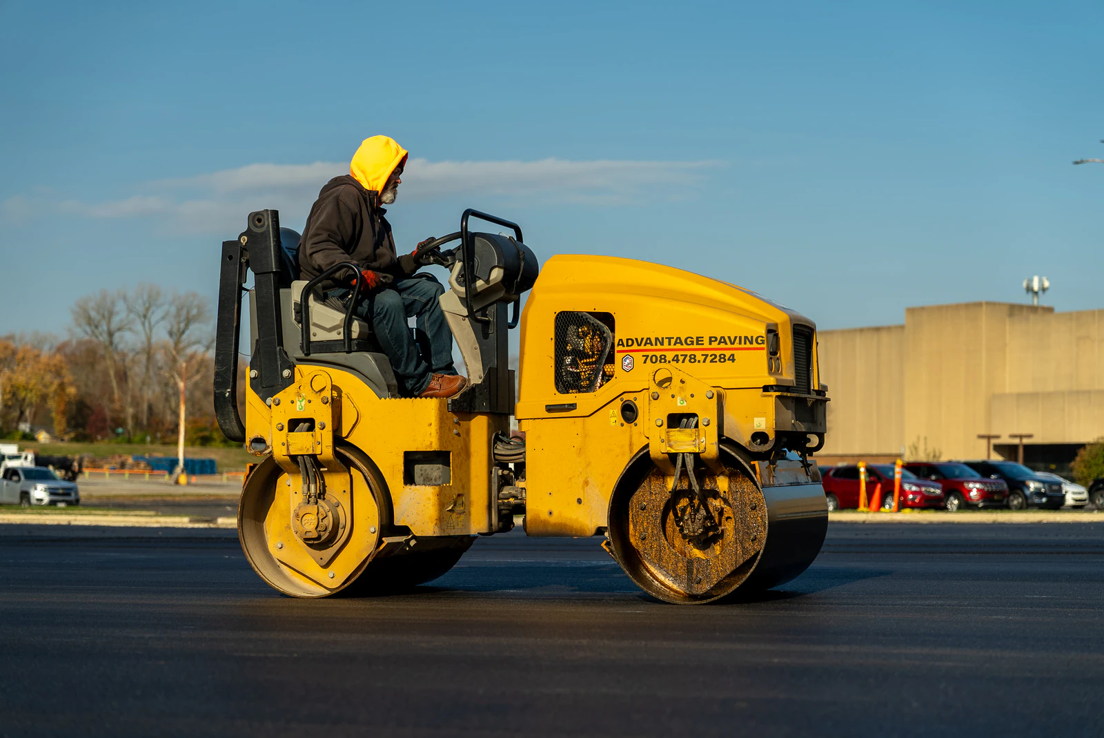 Target store emergency parking lot repair in Northern Indiana — milling, base repair, asphalt paving and striping by Advantage Paving